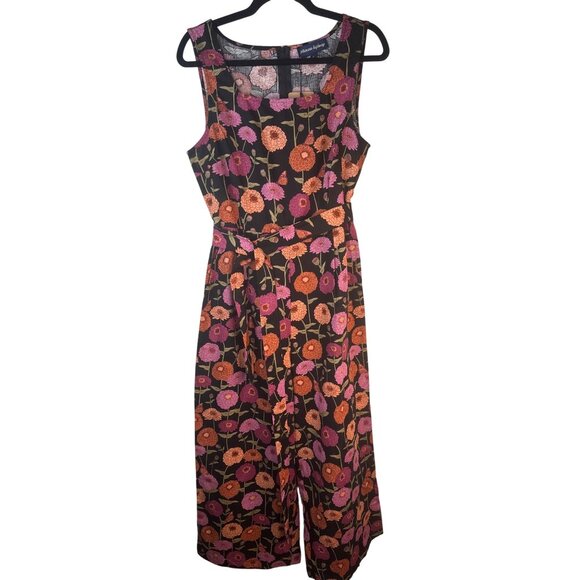 Princess Highway Floral Size 8 Linen Blend Jumpsuit Belt Black Multicolor NWT - Picture 2 of 13